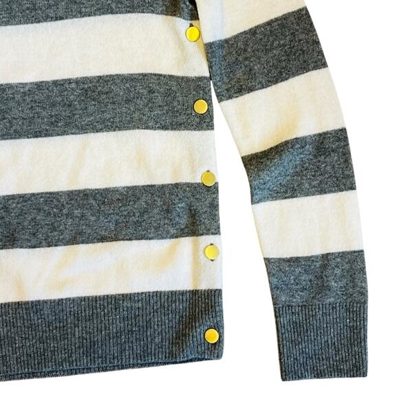 Equipment Women’s Sz S Cashmere Gray White Stripe Crew Neck Sweater Jenny - Picture 6 of 13